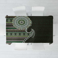 Fijian Masi Tribal Tattoos Art Pattern Tablecloth Green Color Half Style - Polynesian Pride