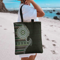 Fijian Masi Tribal Tattoos Art Pattern Tote Bag Green Color Half Style LT03 - Polynesian Pride
