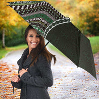 Fijian Masi Tribal Tattoos Art Pattern Umbrella Green Color Half Style - Polynesian Pride