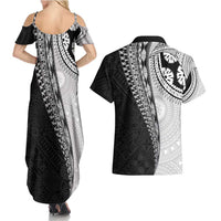 Fijian Masi Tattoos Couples Matching Summer Maxi Dress and Hawaiian Shirt with Tapa Tribal Pattern - Polynesian Pride