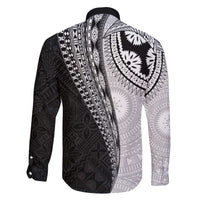 Fijian Masi Tattoos Family Matching Off The Shoulder Long Sleeve Dress and Hawaiian Shirt with Tapa Tribal Pattern - Polynesian Pride