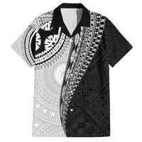 Fijian Masi Tattoos Family Matching Off Shoulder Short Dress and Hawaiian Shirt with Tapa Tribal Pattern - Polynesian Pride