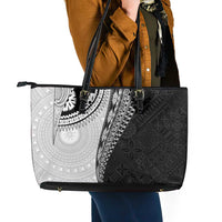Fijian Masi Tattoos Leather Tote Bag with Tapa Tribal Pattern - Polynesian Pride