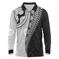 Fijian Masi Tattoos Long Sleeve Polo Shirt with Tapa Tribal Pattern - Polynesian Pride