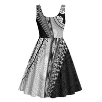 Fijian Masi Tattoos Midi Dress with Tapa Tribal Pattern - Polynesian Pride