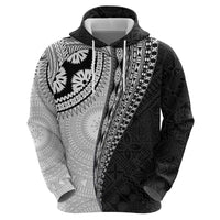 Fijian Masi Tattoos Zip Hoodie with Tapa Tribal Pattern - Polynesian Pride