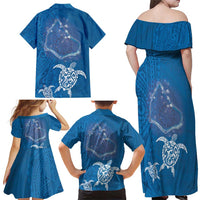 Cook Islands Manihiki Atoll Family Matching Off Shoulder Maxi Dress and Hawaiian Shirt Maori Turtle and Polynesian Pattern LT03 - Polynesian Pride