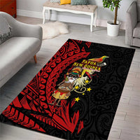Papua New Guinea Christmas Area Rug Funny Melanesian Santa with Bird-of-paradise Tribal Style LT03 - Polynesian Pride