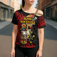 Papua New Guinea Christmas Cross Shoulder Shirt Funny Melanesian Santa with Bird-of-paradise Tribal Style - Polynesian Pride