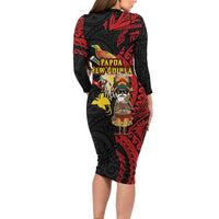 Papua New Guinea Christmas Family Matching Long Sleeve Bodycon Dress and Hawaiian Shirt Funny Melanesian Santa with Bird-of-paradise Tribal Style - Polynesian Pride