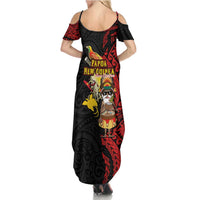 Papua New Guinea Christmas Family Matching Summer Maxi Dress and Hawaiian Shirt Funny Melanesian Santa with Bird-of-paradise Tribal Style - Polynesian Pride