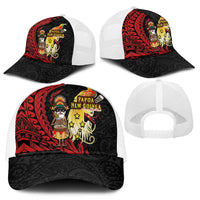 Papua New Guinea Christmas Mesh Trucker Cap Funny Melanesian Santa with Bird-of-paradise Tribal Style - Polynesian Pride