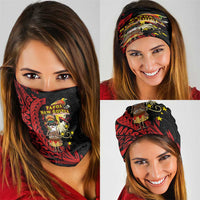 Papua New Guinea Christmas Neck Gaiter Funny Melanesian Santa with Bird-of-paradise Tribal Style - Polynesian Pride