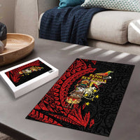 Papua New Guinea Christmas Puzzle Funny Melanesian Santa with Bird-of-paradise Tribal Style - Polynesian Pride