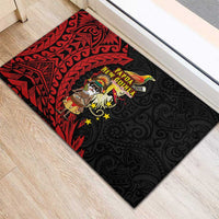 Papua New Guinea Christmas Rubber Doormat Funny Melanesian Santa with Bird-of-paradise Tribal Style - Polynesian Pride
