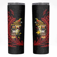 Papua New Guinea Christmas Skinny Tumbler Funny Melanesian Santa with Bird-of-paradise Tribal Style - Polynesian Pride