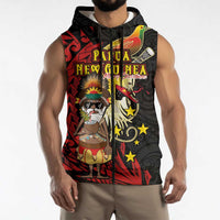 Papua New Guinea Christmas Sleeveless Zip Hoodie Funny Melanesian Santa with Bird-of-paradise Tribal Style LT03 - Polynesian Pride