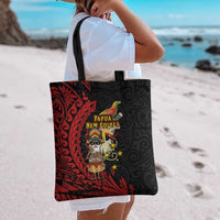Papua New Guinea Christmas Tote Bag Funny Melanesian Santa with Bird-of-paradise Tribal Style LT03 - Polynesian Pride