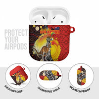 Australia and Papua New Guinea Together AirPods Case Bird-of-paradise and Kangaroo with Oro Tapa and Aboriginal Art Motifs LT03 - Polynesian Pride