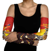 Australia and Papua New Guinea Together Arm Sleeves Bird-of-paradise and Kangaroo with Oro Tapa and Aboriginal Art Motifs - Polynesian Pride