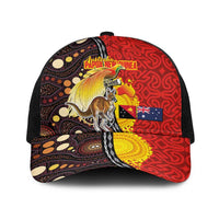 Australia and Papua New Guinea Together Baseball Net Cap Bird-of-paradise and Kangaroo with Oro Tapa and Aboriginal Art Motifs - Polynesian Pride