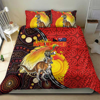 Australia and Papua New Guinea Together Bedding Set Bird-of-paradise and Kangaroo with Oro Tapa and Aboriginal Art Motifs - Polynesian Pride