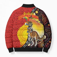 Australia and Papua New Guinea Together Bomber Puffer Jacket Bird-of-paradise and Kangaroo with Oro Tapa and Aboriginal Art Motifs - Polynesian Pride