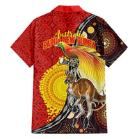 Australia and Papua New Guinea Together Hawaiian Shirt Bird-of-paradise and Kangaroo with Oro Tapa and Aboriginal Art Motifs - Polynesian Pride