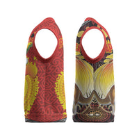 Australia and Papua New Guinea Together Christmas Knitted V-Neck Vest Bird-of-paradise and Kangaroo with Oro Tapa and Aboriginal Art Motifs LT03 - Polynesian Pride