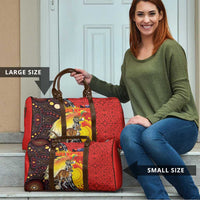 Australia and Papua New Guinea Together Travel Bag Bird-of-paradise and Kangaroo with Oro Tapa and Aboriginal Art Motifs - Polynesian Pride