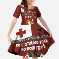 Tongan Culture Family Matching Mermaid Dress and Hawaiian Shirt Ngatu Art Tattoo and Emblem of Tonga LT03 Daughter's Dress Red - Polynesian Pride