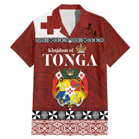 Tongan Culture Family Matching Mermaid Dress and Hawaiian Shirt Ngatu Art Tattoo and Emblem of Tonga LT03 Dad's Shirt - Short Sleeve Red - Polynesian Pride