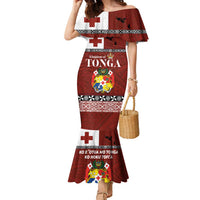 Tongan Culture Family Matching Mermaid Dress and Hawaiian Shirt Ngatu Art Tattoo and Emblem of Tonga LT03 Mom's Dress Red - Polynesian Pride