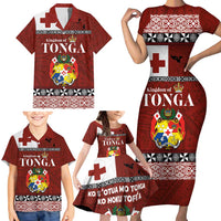 Tongan Culture Family Matching Short Sleeve Bodycon Dress and Hawaiian Shirt Ngatu Art Tattoo and Emblem of Tonga LT03 - Polynesian Pride