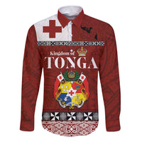 Tongan Culture Family Matching Short Sleeve Bodycon Dress and Hawaiian Shirt Ngatu Art Tattoo and Emblem of Tonga LT03 Dad's Shirt - Long Sleeve Red - Polynesian Pride