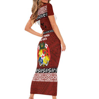 Tongan Culture Family Matching Short Sleeve Bodycon Dress and Hawaiian Shirt Ngatu Art Tattoo and Emblem of Tonga LT03 - Polynesian Pride