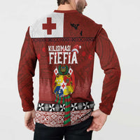 Tongan Christmas Button Sweatshirt Kilisimasi Fiefia with Ngatu Art Tattoo