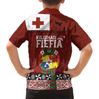 Tongan Christmas Family Matching Long Sleeve Bodycon Dress and Hawaiian Shirt Kilisimasi Fiefia with Ngatu Art Tattoo LT03 - Polynesian Pride
