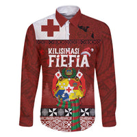 Tongan Christmas Family Matching Long Sleeve Bodycon Dress and Hawaiian Shirt Kilisimasi Fiefia with Ngatu Art Tattoo LT03 Dad's Shirt - Long Sleeve Red - Polynesian Pride