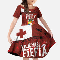 Tongan Christmas Family Matching Mermaid Dress and Hawaiian Shirt Kilisimasi Fiefia with Ngatu Art Tattoo LT03 Daughter's Dress Red - Polynesian Pride