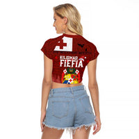 Tongan Christmas Raglan Cropped T Shirt Kilisimasi Fiefia with Ngatu Art Tattoo