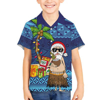 The Funny Santa Wears Sulu Christmas Family Matching Long Sleeve Bodycon Dress and Hawaiian Shirt Fijian Christmas Palm Tree With Masi Art Tattoo