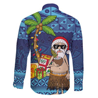 The Funny Santa Wears Sulu Christmas Family Matching Summer Maxi Dress and Hawaiian Shirt Fijian Christmas Palm Tree With Masi Art Tattoo
