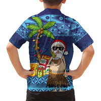 The Funny Santa Wears Sulu Christmas Hawaiian Shirt Fijian Christmas Palm Tree With Masi Art Tattoo