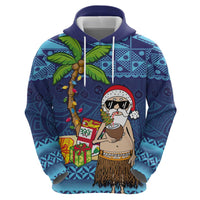 The Funny Santa Wears Sulu Christmas Zip Hoodie Fijian Christmas Palm Tree With Masi Art Tattoo LT03 - Polynesian Pride