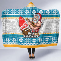Hawaii Mele Kalikimaka Hooded Blanket Funny Santa and Coconut Mix Kakau Pattern LT03 - Polynesian Pride