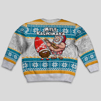 Hawaii Mele Kalikimaka Kid Ugly Christmas Sweater Funny Santa and Coconut Mix Kakau Pattern LT03 - Polynesian Pride