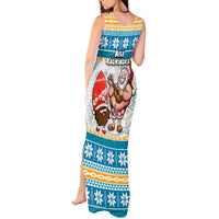 Hawaii Mele Kalikimaka Tank Maxi Dress Funny Santa and Coconut Mix Kakau Pattern LT03 - Polynesian Pride