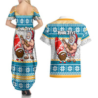 Custom Hawaii Mele Kalikimaka Couples Matching Summer Maxi Dress and Hawaiian Shirt Funny Santa and Coconut Mix Kakau Pattern LT03 - Polynesian Pride