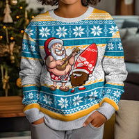 Custom Hawaii Mele Kalikimaka Kid Ugly Christmas Sweater Funny Santa and Coconut Mix Kakau Pattern LT03 - Polynesian Pride